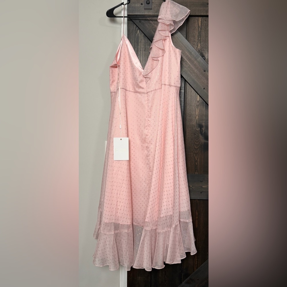 Mac Duggal Pink Ruffle High Low Dress Size 16 cocktail Wedding Guest - Picture 4 of 6